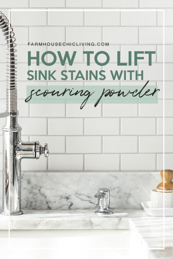 Made with easy to find, inexpensive ingredients this lavender scouring powder brightens and lifts stains from our farmhouse sink with ease. 
