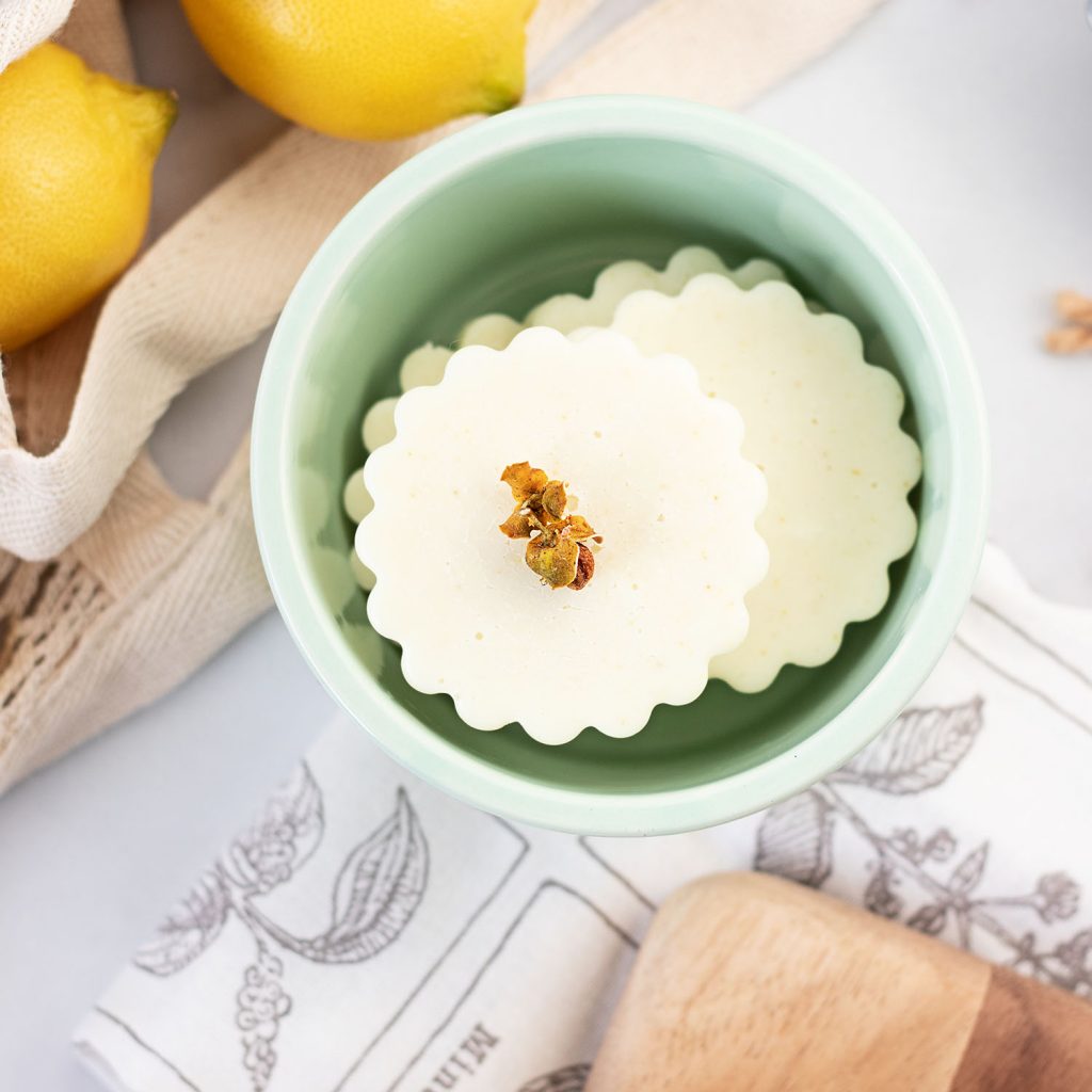 This lemon soap recipe is very similar in smell and appearances to a lemon pie with one exception – it starts with a soap base, not flour and sugar!